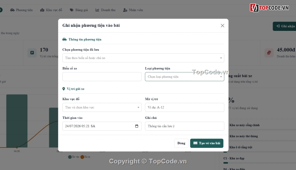 Website quản lý,quản lý,quản lý giữ xe